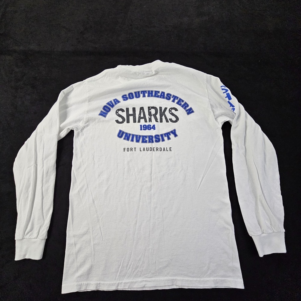 Nova Southeastern‎ Sharks White Short Sleeve Cotton T-Shirt Men's S